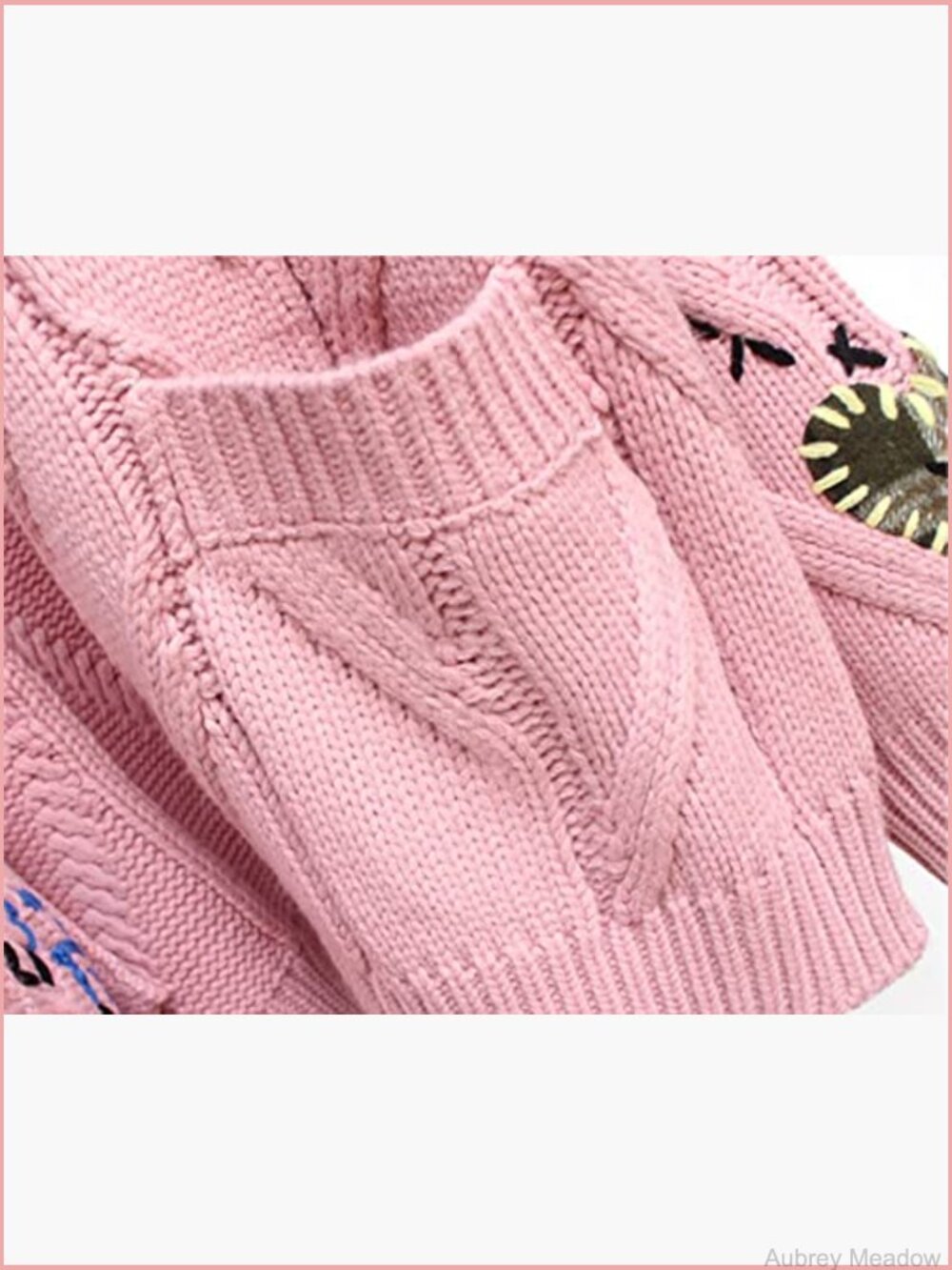 Chunky Cable Knit Cardigan Embroidery Button Down Sweater Jacket - Picture 6 of 6